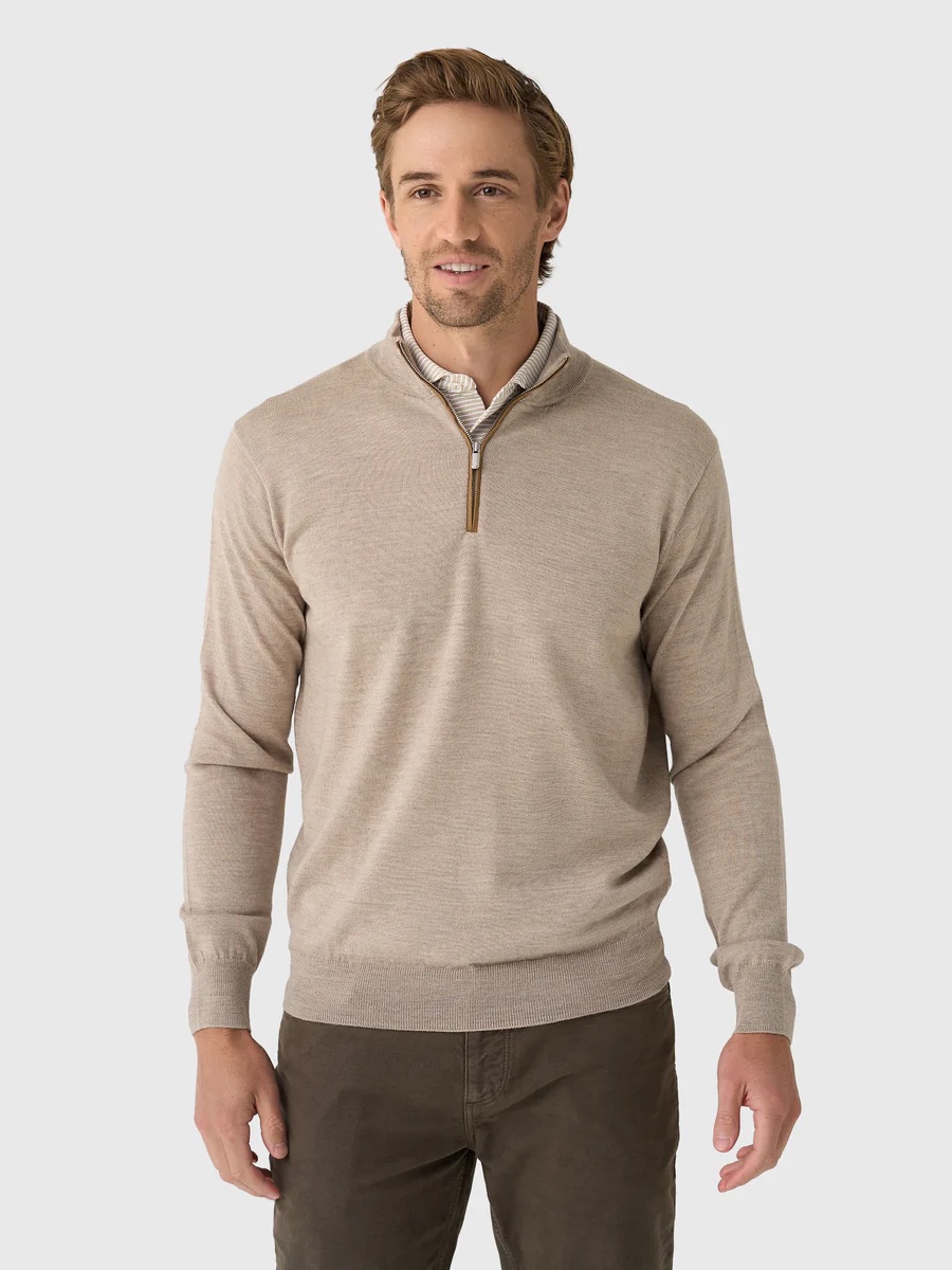 Autumn Crest Merino Wool Blend Quarter Zip Sweater